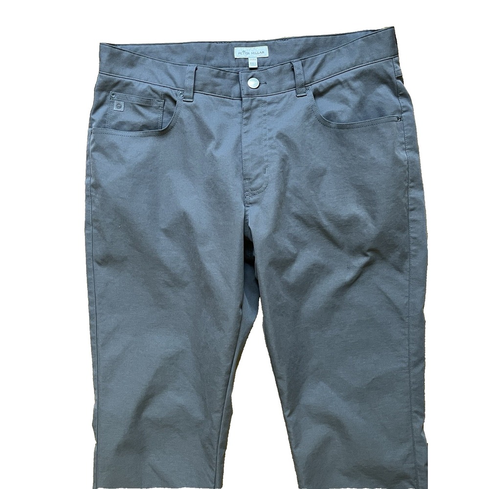 Peter Millar EB66 Polyester Golf Pants Gray 5 Pocket Performance, Size 34 - Picture 2 of 6